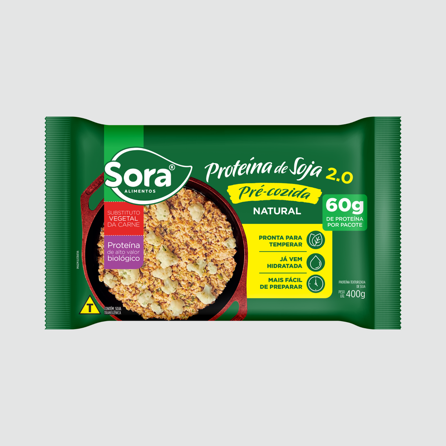 Proteína de Soja Pré-Cozida 2.0 Natural 400g – Sora Alimentos